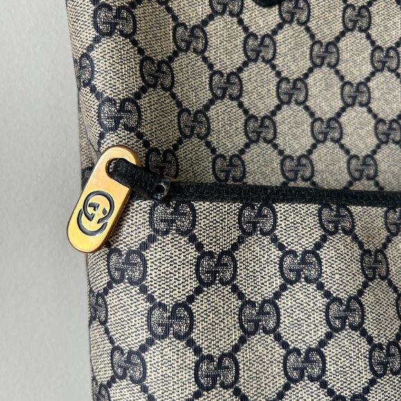 Gucci Monogram Web Tote in Navy Blue - Picture 3 of 16